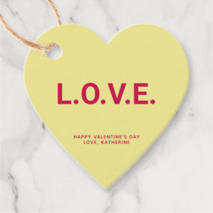 Étiquettes Cadeau Amour coeur jaune amusant mignon Saint Valentin co