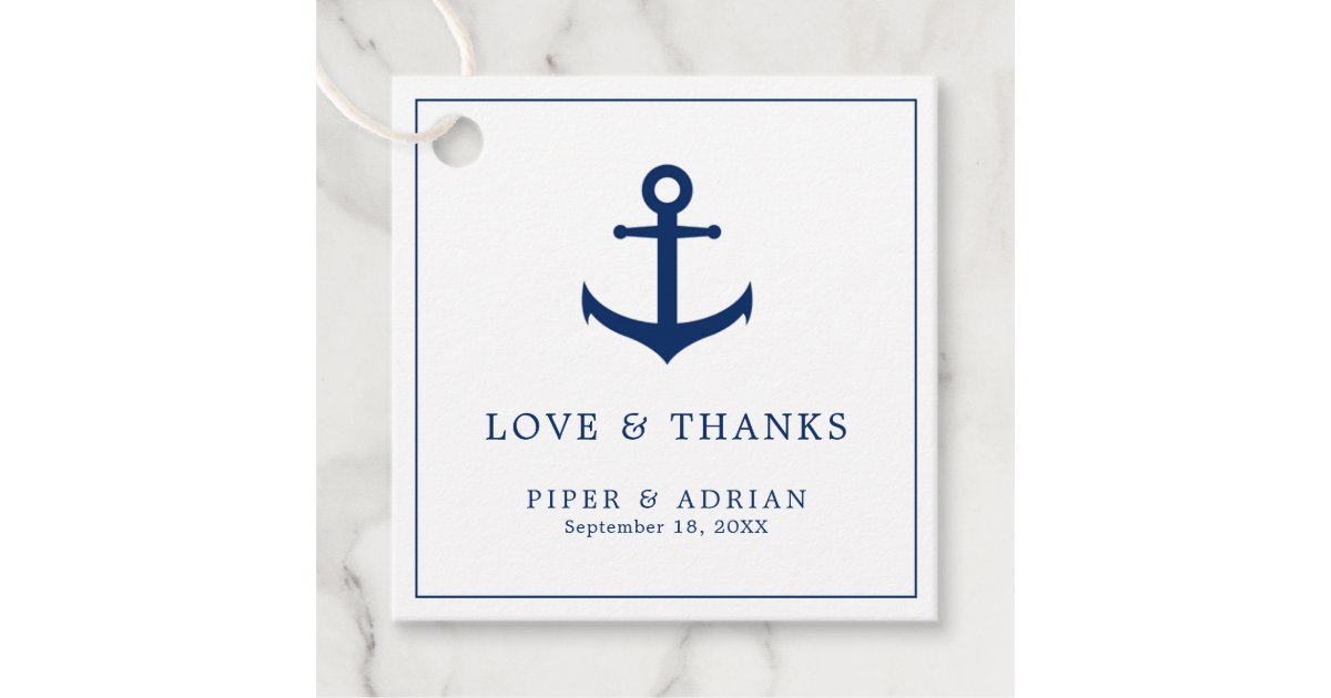 Etiquettes Cadeau Amour Et Merci Nautical Navy Blue Ancre Mariage Zazzle Ch