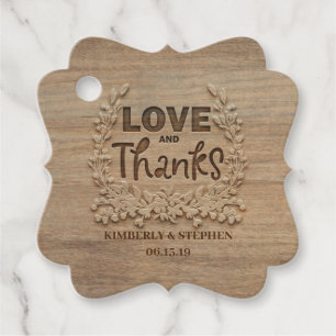 Étiquettes Cadeau Amour et Merci Rustic Wood