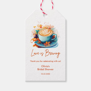Étiquettes-cadeau Amour Floral Bleu se Prépare Café Enterrement de V