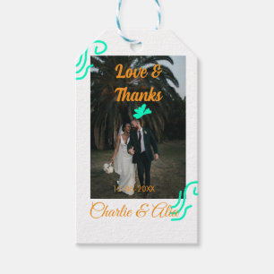 Étiquettes-cadeau Amour & merci mariage couple photo moderne ajouter