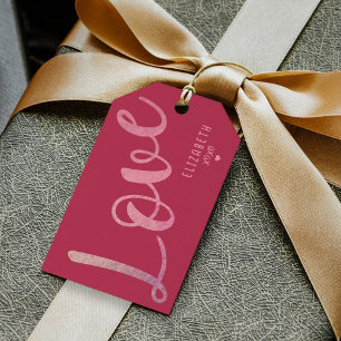 Étiquettes-cadeau Amour "Moderne" Viva Magenta