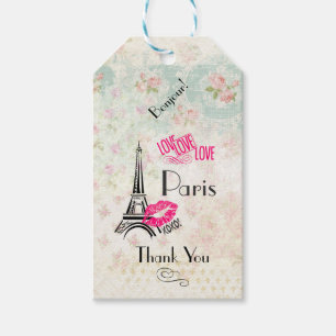 Étiquettes-cadeau Amour Paris avec Merci Tour Eiffel