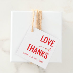 Étiquettes Cadeau Amour Rouge Chaud Merci