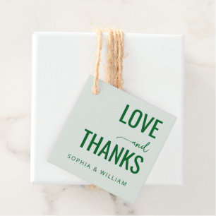 Étiquettes Cadeau Amour Vert Élégant Merci