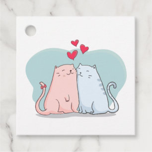 Étiquettes Cadeau Amoureux des Chats - Mariage Rose Bleu, Réception