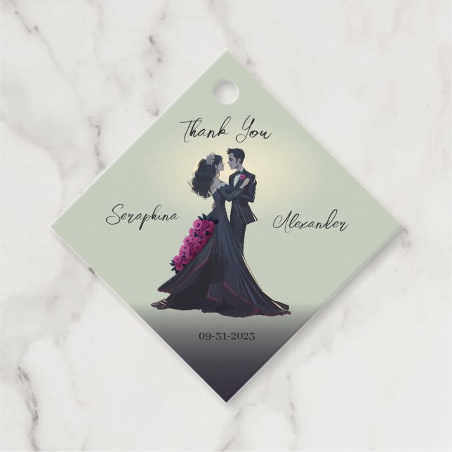 Étiquettes Cadeau Amoureux gothique romantique Merci élégant (Devant)