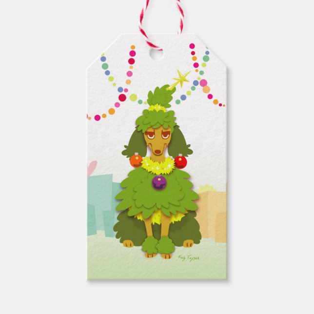 Étiquettes-cadeau Amusant canicule d'arbre de Noël (Devant)