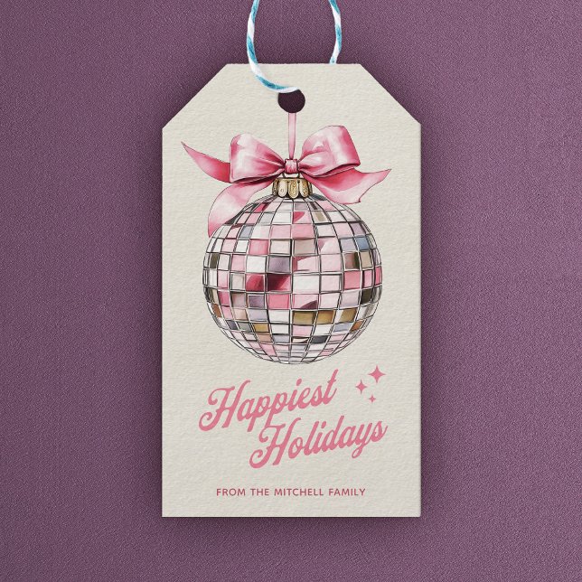 Étiquettes-cadeau Amusants Moderne Disco Ball Ornament Vacances Les  (Créateur téléchargé)