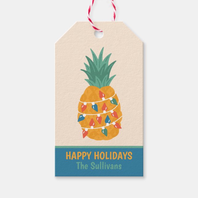Étiquettes-cadeau Ananas de Noël (Devant)