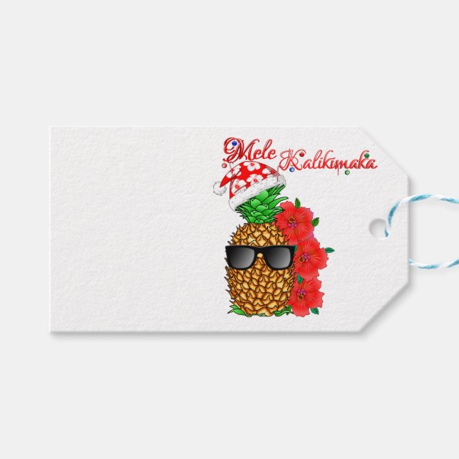 Étiquettes-cadeau Ananas de Noël Mele Kalikimaka (Devant (Horizontal))