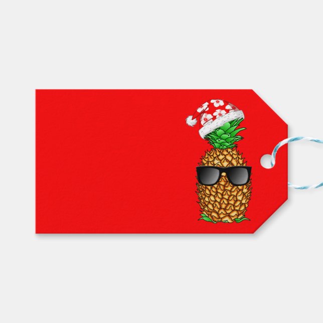 Étiquettes-cadeau Ananas du Père Noël (Devant (Horizontal))