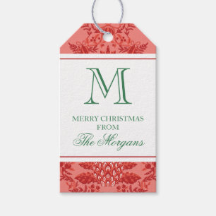Étiquettes-cadeau Ananas Festif et ornements Monogramme