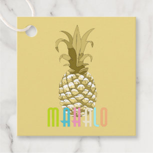 Étiquettes Cadeau Ananas Gold Mahalo ID239