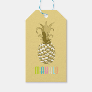 Étiquettes-cadeau Ananas Gold Mahalo ID239