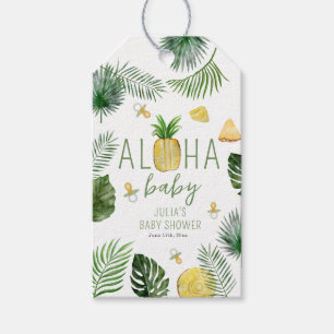 Étiquettes-cadeau Ananas & Pacificateurs Aloha Baby shower vert