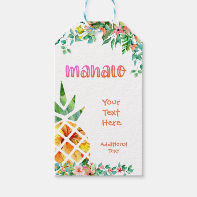 Étiquettes-cadeau Ananas tropical Merci MAHALO (Devant)