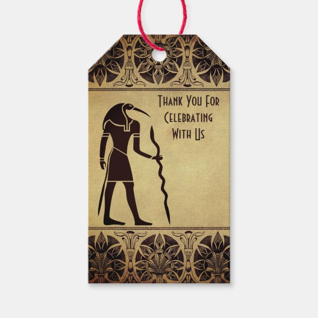 Étiquettes-cadeau Ancien Dieu égyptien Thoth Mariage d'or (Devant)