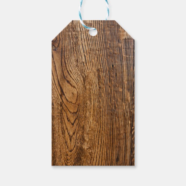 Étiquettes-cadeau Ancien look de grain de bois (Devant)