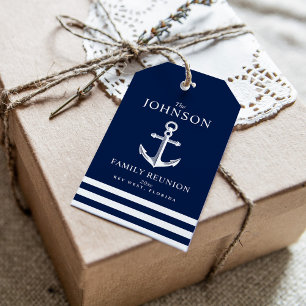 Étiquettes-cadeau Ancre de réunion familiale à thème nautique