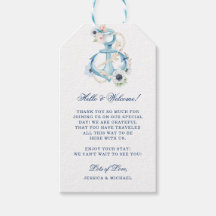 Ancre Florale Bleu Stripes Plage Mariage Bienvenue