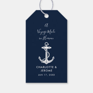 Étiquettes-cadeau Ancre Nautionique Personnalisée Mariage Bleu Marin