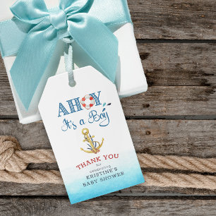 Étiquettes-cadeau Ancre nautique Ahoy C'est un garçon Personnalisé