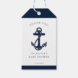 Étiquettes-cadeau Ancre nautique Baby shower de garçon côtier