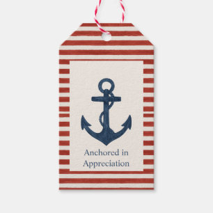 Étiquettes-cadeau Ancres Aweigh "Ancré dans l'appréciation" étiquett