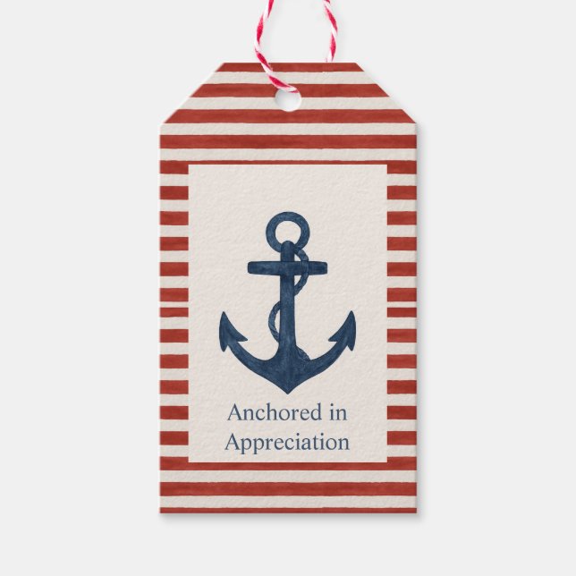 Étiquettes-cadeau Ancres Aweigh "Ancré dans l'appréciation" étiquett (Devant)