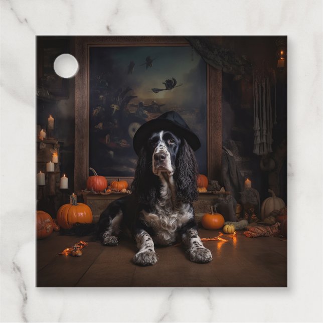 Étiquettes Cadeau Anglais Cocker Espagnol Citrouille Halloween effra (Devant)