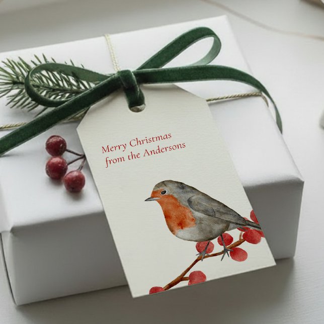 Étiquettes-cadeau Anglais Redmamin Robin Joyeux Noël (Créateur téléchargé)