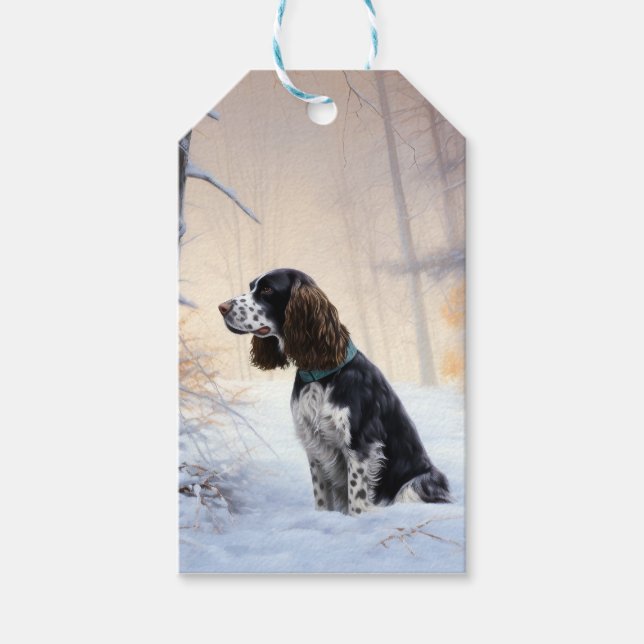 Étiquettes-cadeau Anglais Springer Spaniel Laissez-le neiger Noël (Devant)