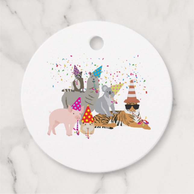 Étiquettes Cadeau Animaux - Beaux animaux ayant une fête (Devant)