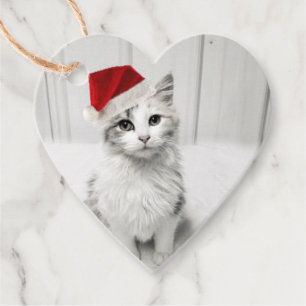Étiquettes Cadeau Animaux de compagnie Photo Coeur Joyeux Noël Amour