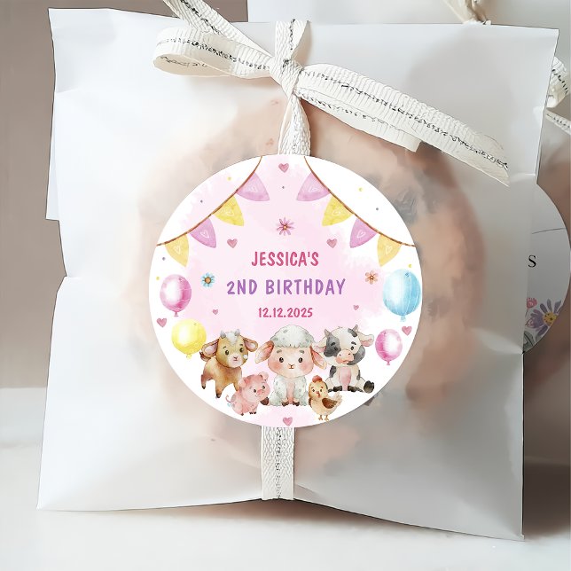 Étiquettes Cadeau Animaux de ferme Ballons de nid Fête Anniversaire (Créateur téléchargé)