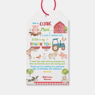 Étiquettes-cadeau Animaux de ferme Barniard Birthday Merci Favor