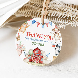 Étiquettes Cadeau Animaux de ferme Barnyard fête d'anniversaire rond