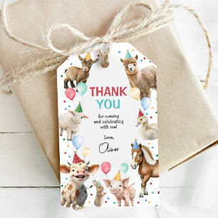 Étiquettes-cadeau Animaux de ferme Grange Balloon Confetti Anniversa