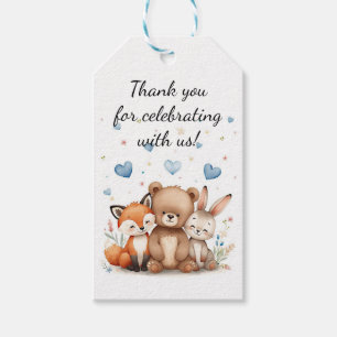 Étiquettes-cadeau Animaux de la Forêt Anniversaire Ours Renard Lapin