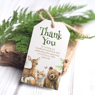 Étiquettes-cadeau Animaux de la Forêt Baby Shower Wild One Merci