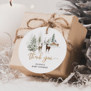 Étiquettes Cadeau Animaux de la forêt cerf remerciement pour baby sh