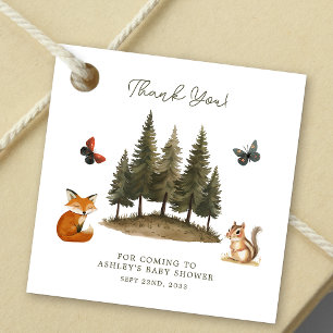 Étiquettes Cadeau Animaux de la forêt de bois aquarelle Baby Shower