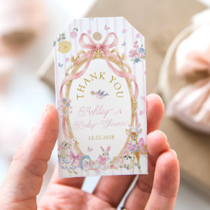 Étiquettes-cadeau Animaux de la forêt rose fille Baby Shower Remerci