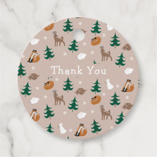 Étiquettes Cadeau Animaux des bois Renard renard lapin Merci
