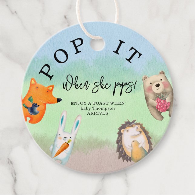Étiquettes Cadeau Animaux forestiers - Pop it! Quand elle éclaire ! (Devant)