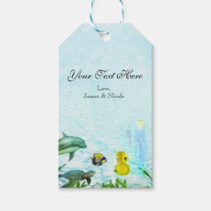 Étiquettes-cadeau Animaux marins Plage Aquarelle Fête Favori personn