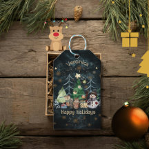 Animaux naturels personnalisés Noël bleu