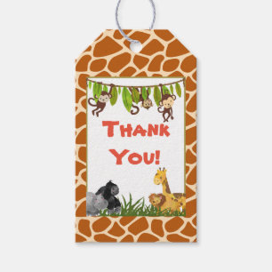Étiquettes-cadeau Animaux sauvages Safari Jungle Thème Merci