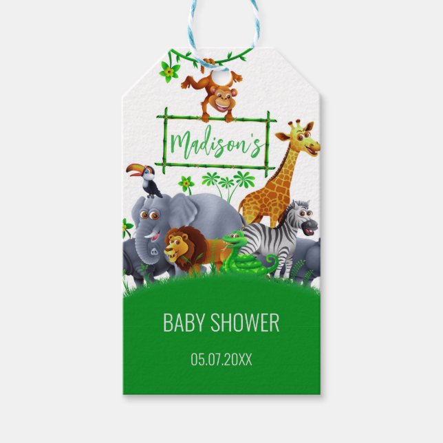 Étiquettes-cadeau Animaux Wild One Jungle verdure safari hiver (Devant)